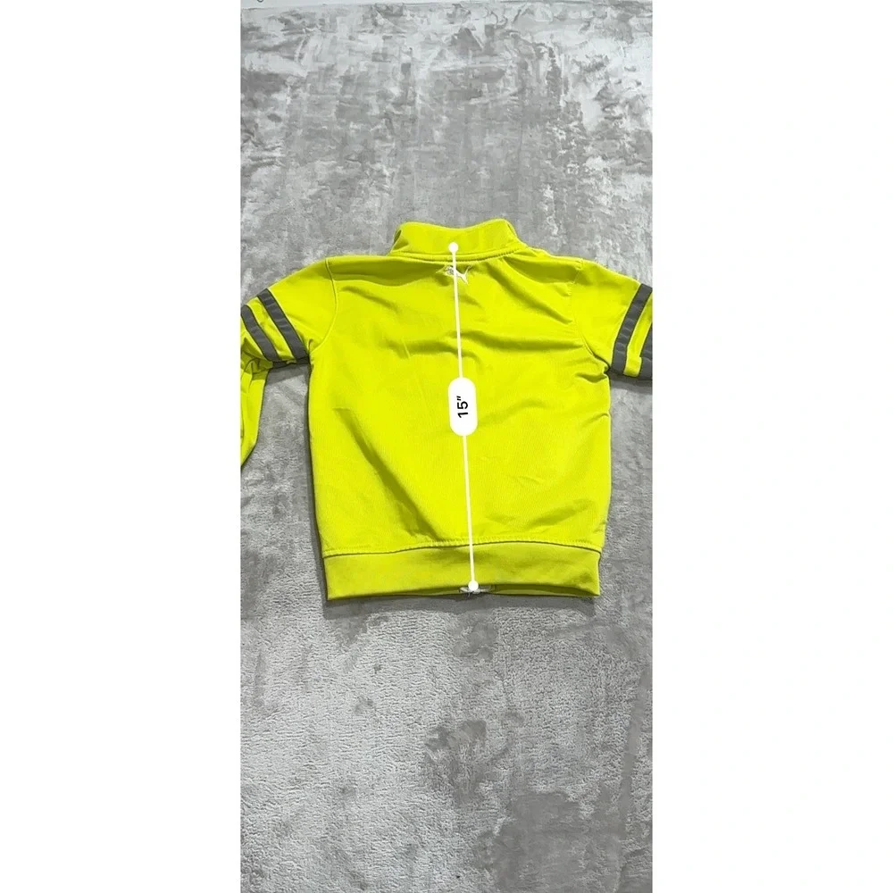 Puma Jacket Boys Size 5 Neon Yellow Full‎ Zip Long Sleeve High Collar